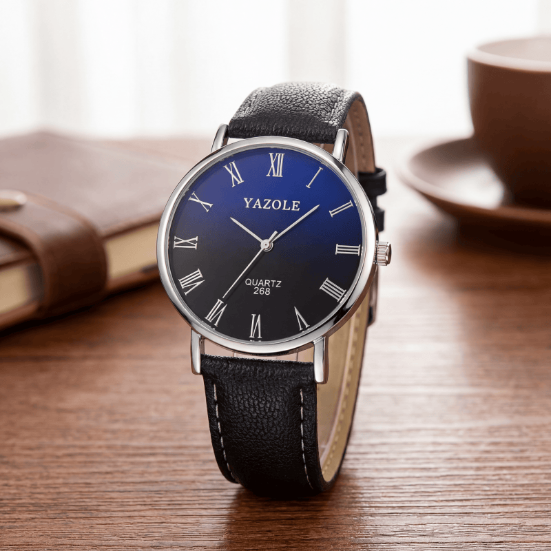 Leather Watch Band Men - Zegarki kwarcowe YAZOLE dla mężczyzn, minimalistyczne,