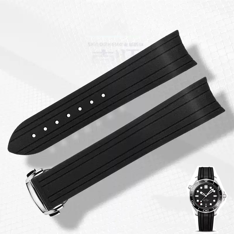 Omega Watch Seamaster - 20mm zakrzywiony koniec gumowy silikonowy pasek