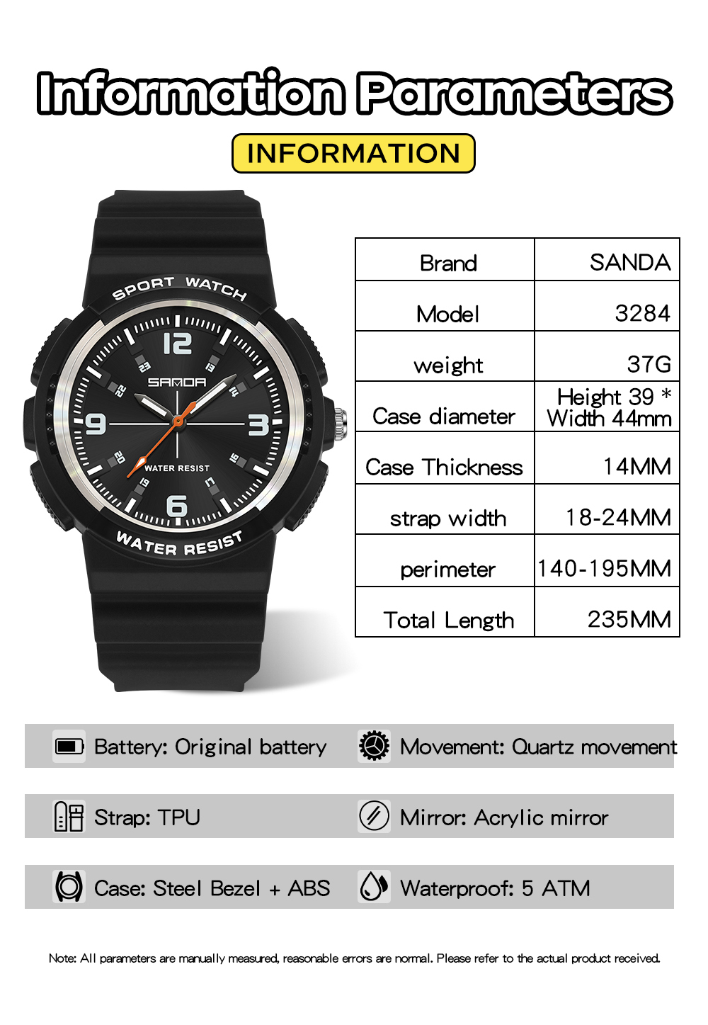 SANDA Nowy 3284 Modny Zegarek  – Rubber Strap Diver recenzja i cena
