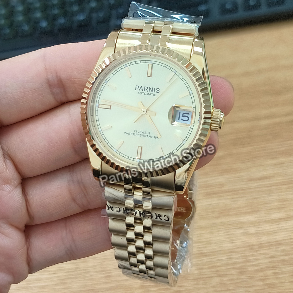 Parnis 36 mm złoty kolor świec – Rolex Watch Datejust recenzja i cena